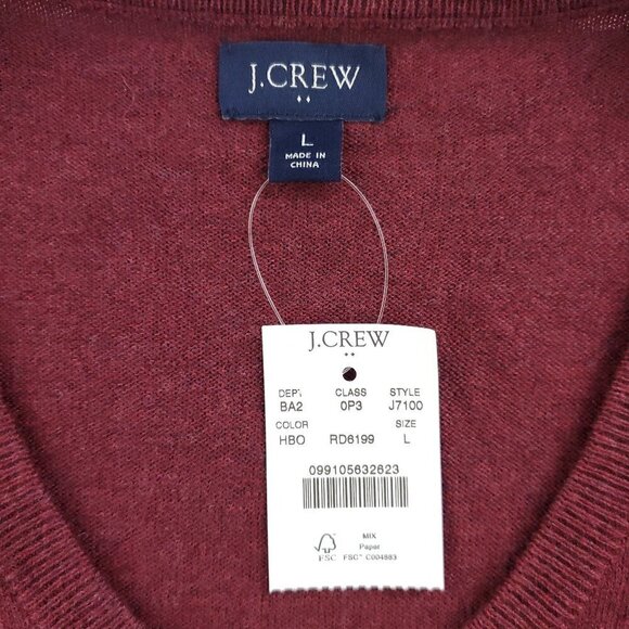 J. Crew Sweater Merino Wool Blend V-Neck Soft Lightweight Men's Large NWT - Picture 3 of 9